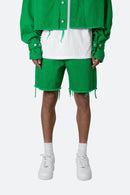 Short en jean effiloché - Vert