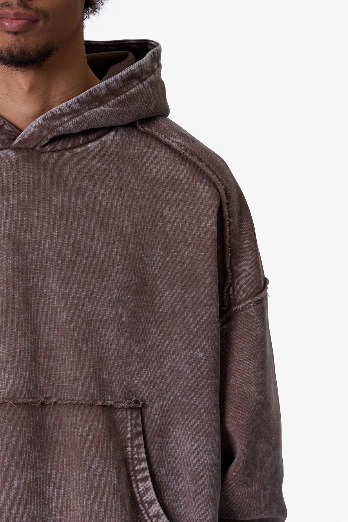 MNML FRAYED SEAM アシッドウォッシュ フーディ 2色 送料込み Frayed Seam Acid Wash Hoodie - Black | mnml | shop now