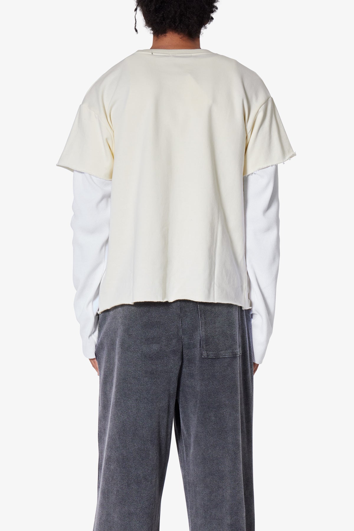 French Terry Double Layer Thermal L/S Tee - Cream | mnml
