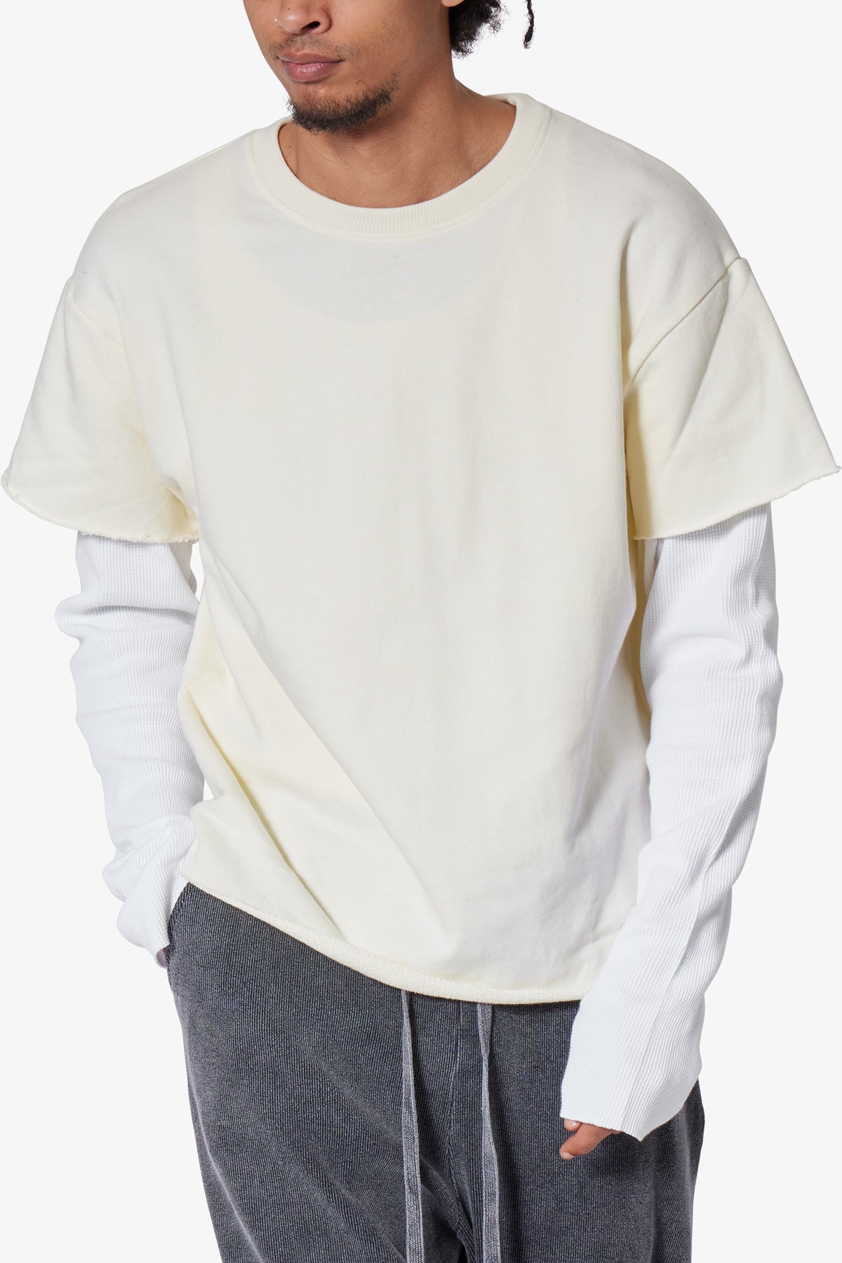 SECOND/LAYER VEAL THERMAL WHITE サイズM Fruit of the Loom Men's Thermal Waffle Crew Top, 2-Pack