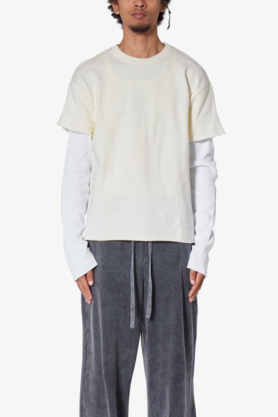 French Terry Double Layer Thermal L/S Tee - Cream | mnml | shop now