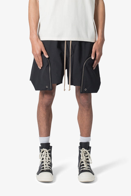 Front Pocket Geo Shorts - Black