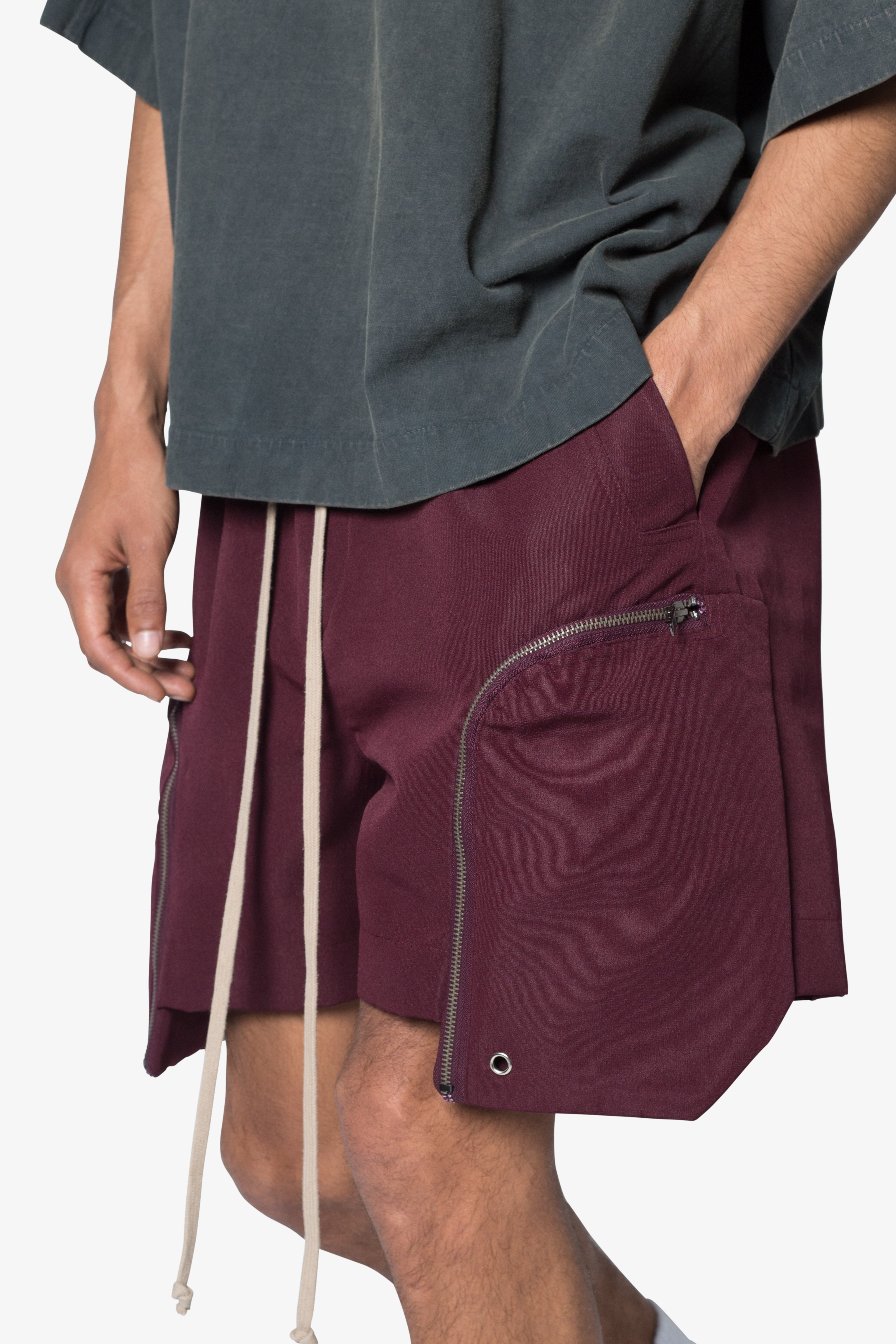 Front Pocket Geo Shorts - Plum | mnml | shop now