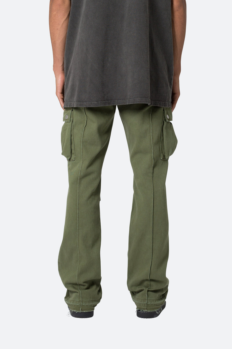Front Zip Flare Cargo Pants - Olive | mnml | shop now