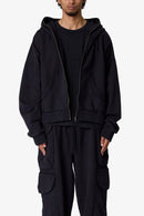 Sudadera con capucha y cremallera completa - Negro lavado