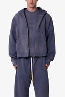 Sweat à capuche zippé - Bleu marine délavé
