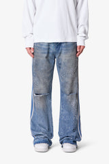Gemmed Kick Flare Denim - Blue