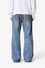 Gemmed Kick Flare Denim - Blue