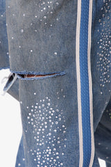 Gemmed Kick Flare Denim - Blue