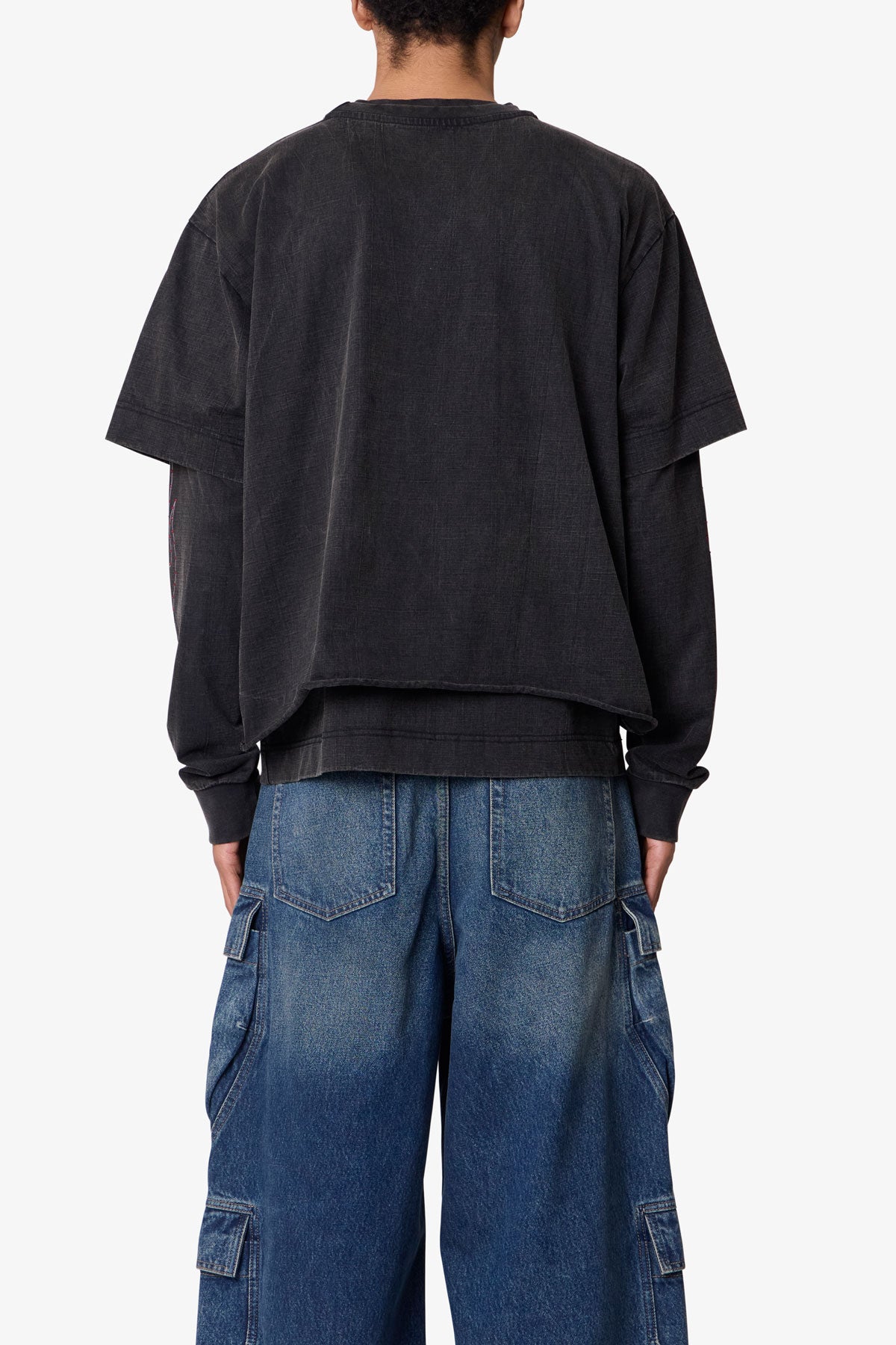 Gentlemens Club Printed L/S Tee - Washed Black | mnml