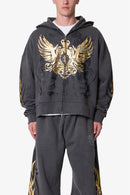 Sudadera con capucha tribal con detalles dorados - Negro lavado