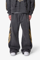 Pantalon de survêtement tribal à feuille d'or - Noir délavé
