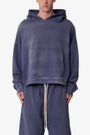 Sweat à capuche dégradé - Bleu marine délavé