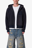 Half & Half Zip Up Hoodie - Washed Black