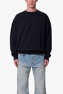 Jersey de cuello redondo grueso básico - Negro