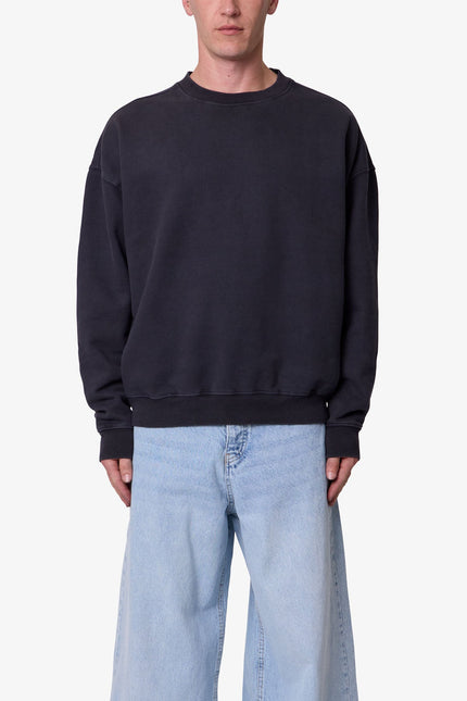 Heavy Basic Crewneck Sweater - Washed Black