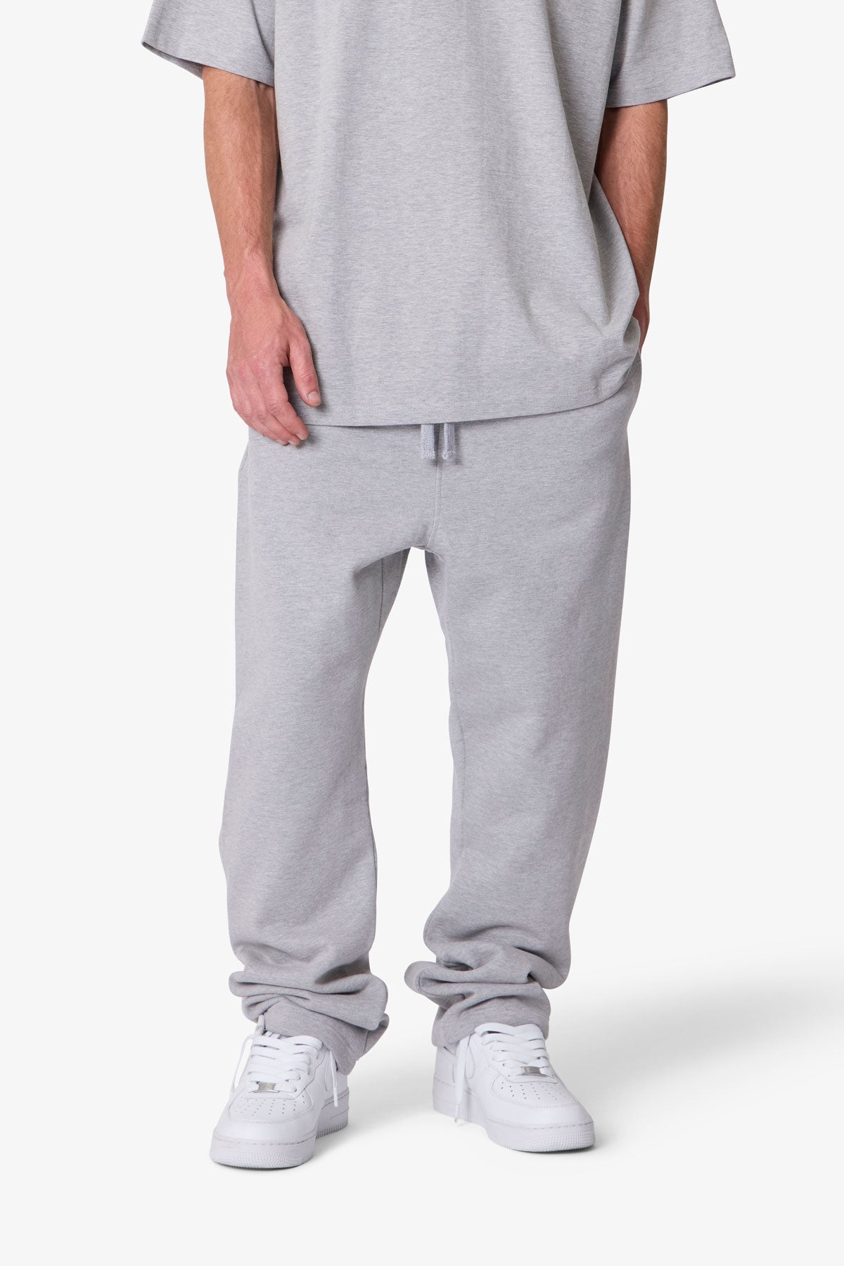Heavy Basic Relaxed Sweatpants - Marled Grey | mnml