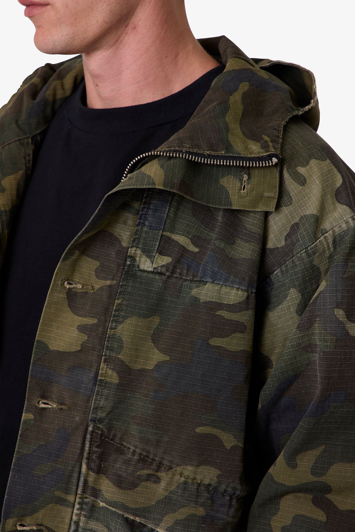 Hooded Sprayed Ripstop Jacket - Camo | mnml