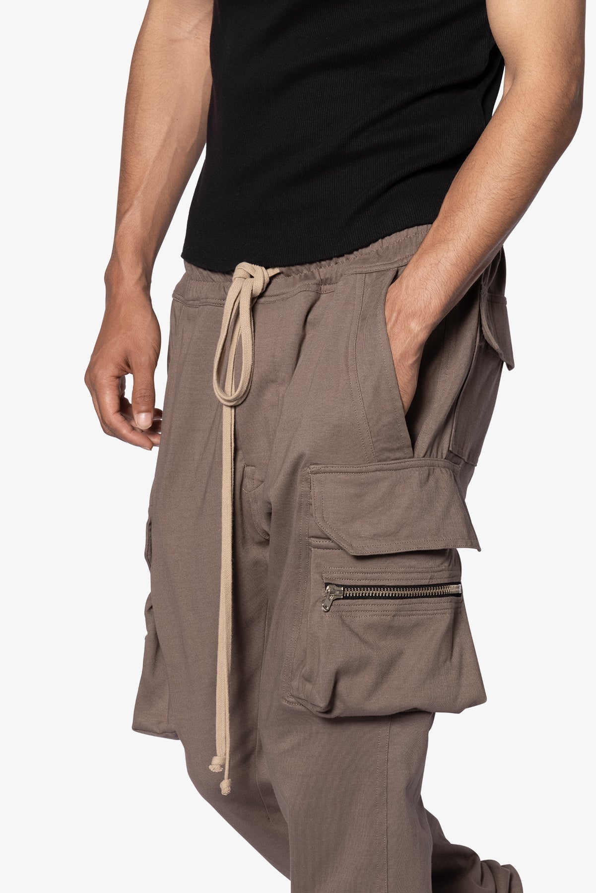 Jersey Cargo Pocket Sweatpants - Tan | mnml | shop now