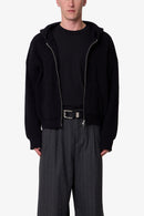 Sudadera con capucha y cremallera de punto - Negra