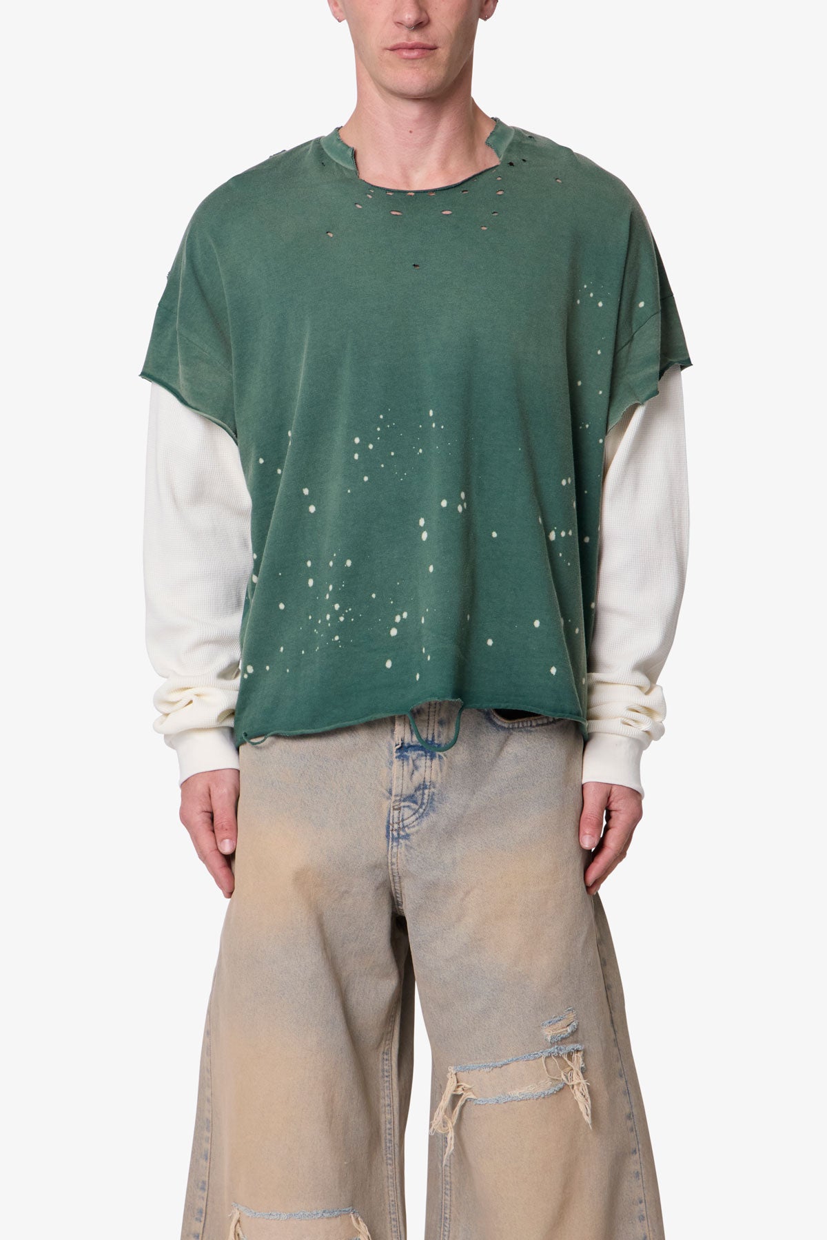 ミュージシャン CDL Atelier Layered L/S Tee S Layered-Distressed-Painted-LS-