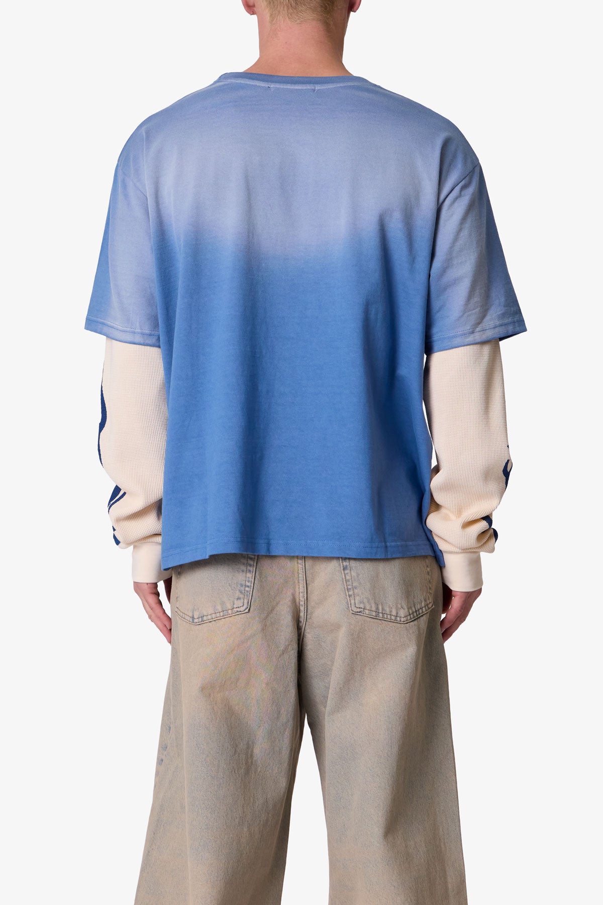 Layered Flame Pocket L/S Tee - Washed Blue | mnml