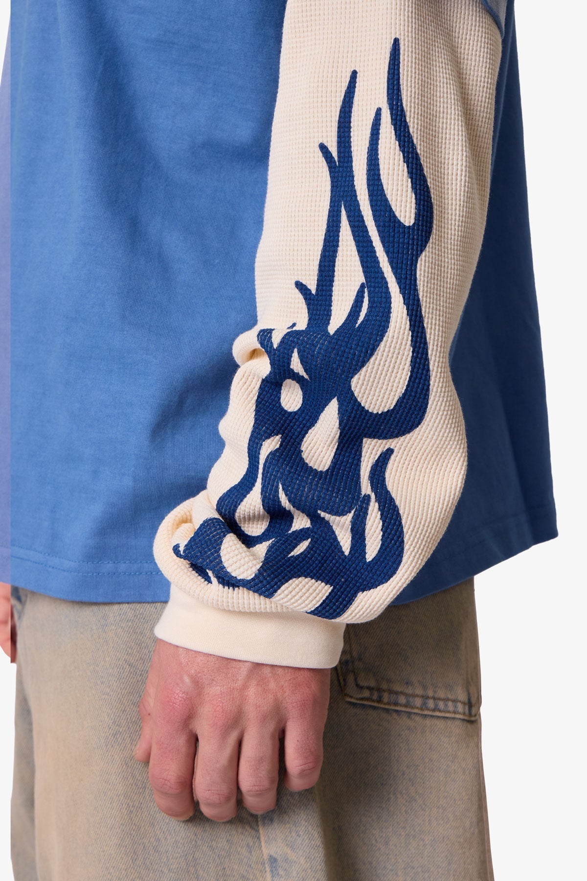 Layered Flame Pocket L/S Tee - Washed Blue | mnml