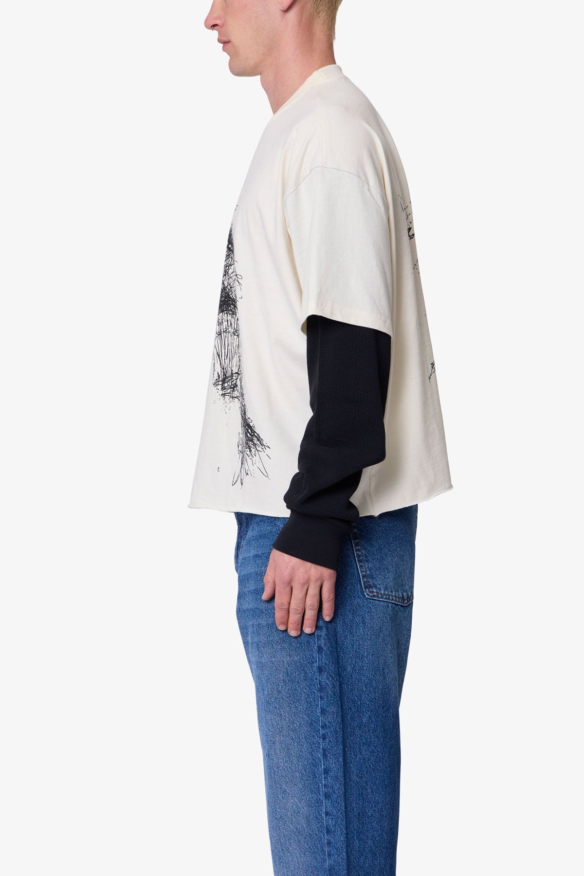 Layered Thermal Lost Tee - White/Black | mnml