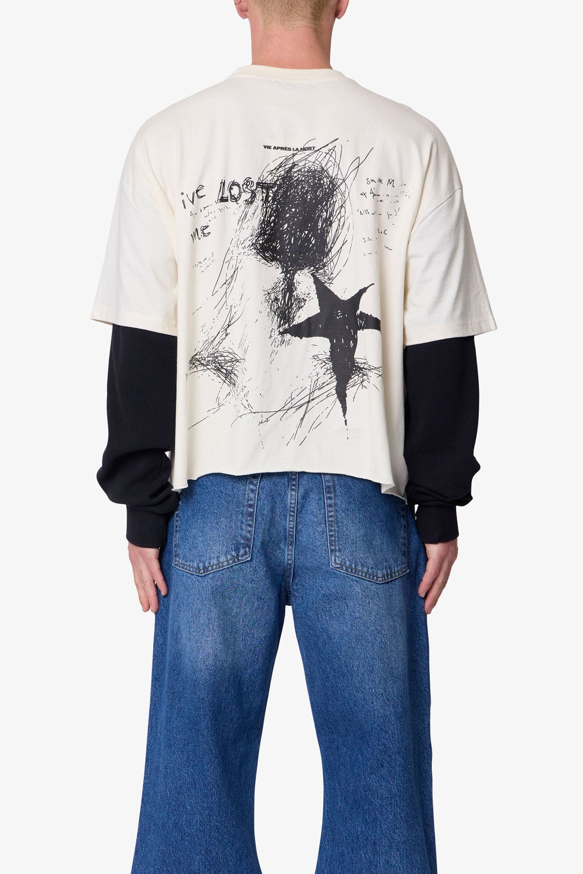 Layered Thermal Lost Tee - White/Black | mnml