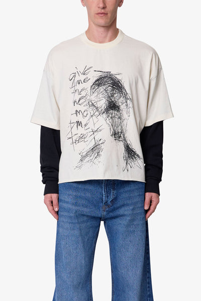 Layered Thermal Lost Tee - White/Black | mnml