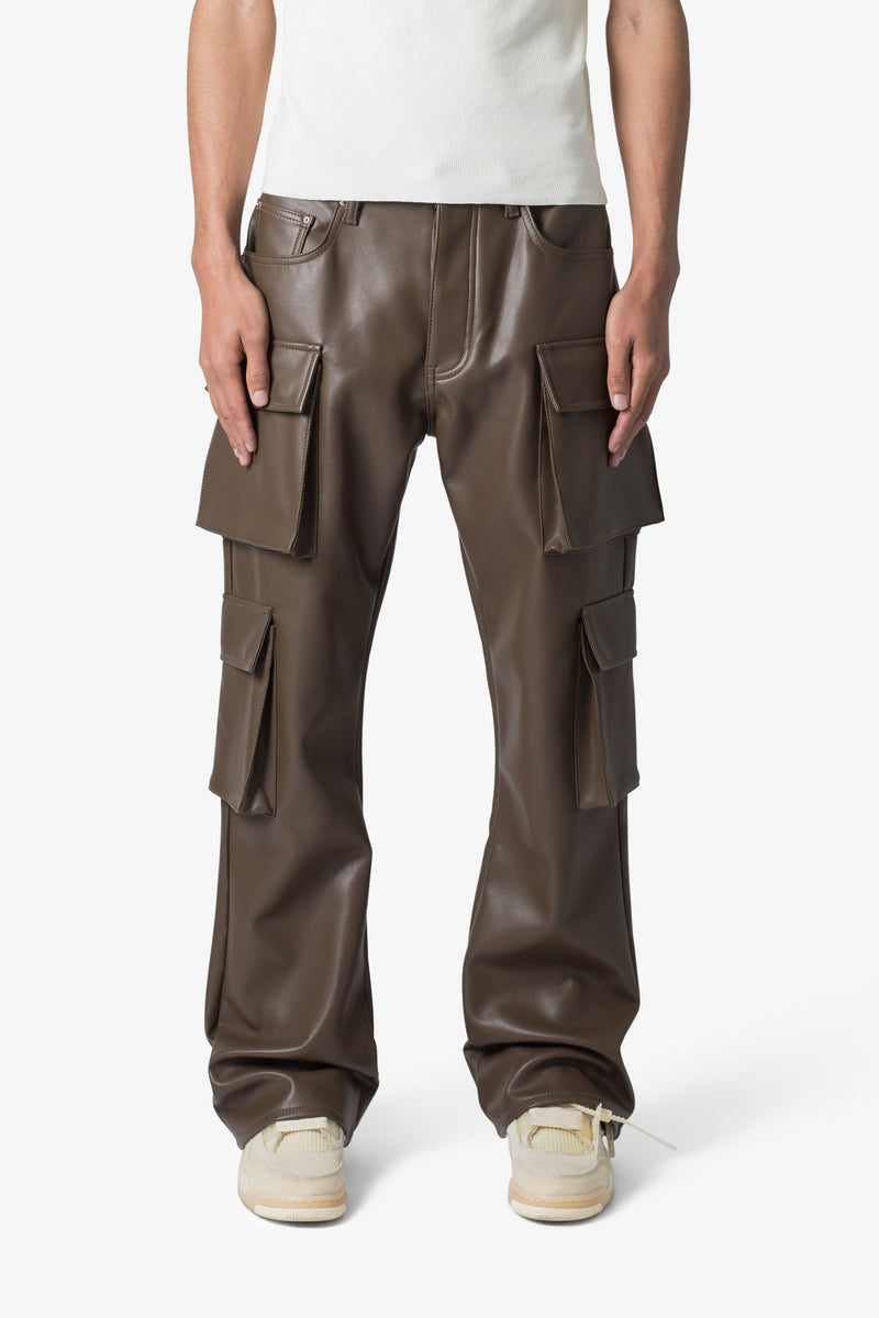 Leather Double Snap Cargo Pants - Chocolate | mnml | shop now