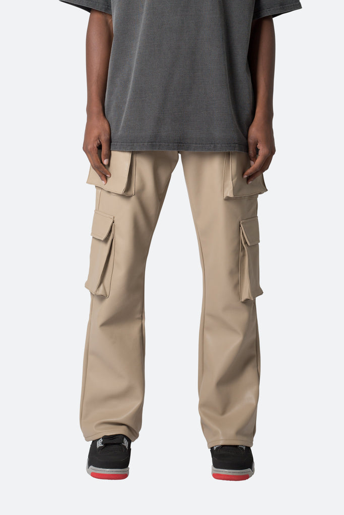 Leather Double Snap Cargo Pants - Khaki | mnml | shop now