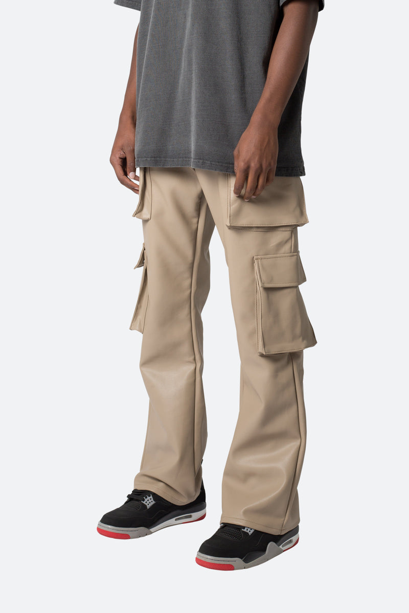 Leather Double Snap Cargo Pants - Khaki | mnml | shop now