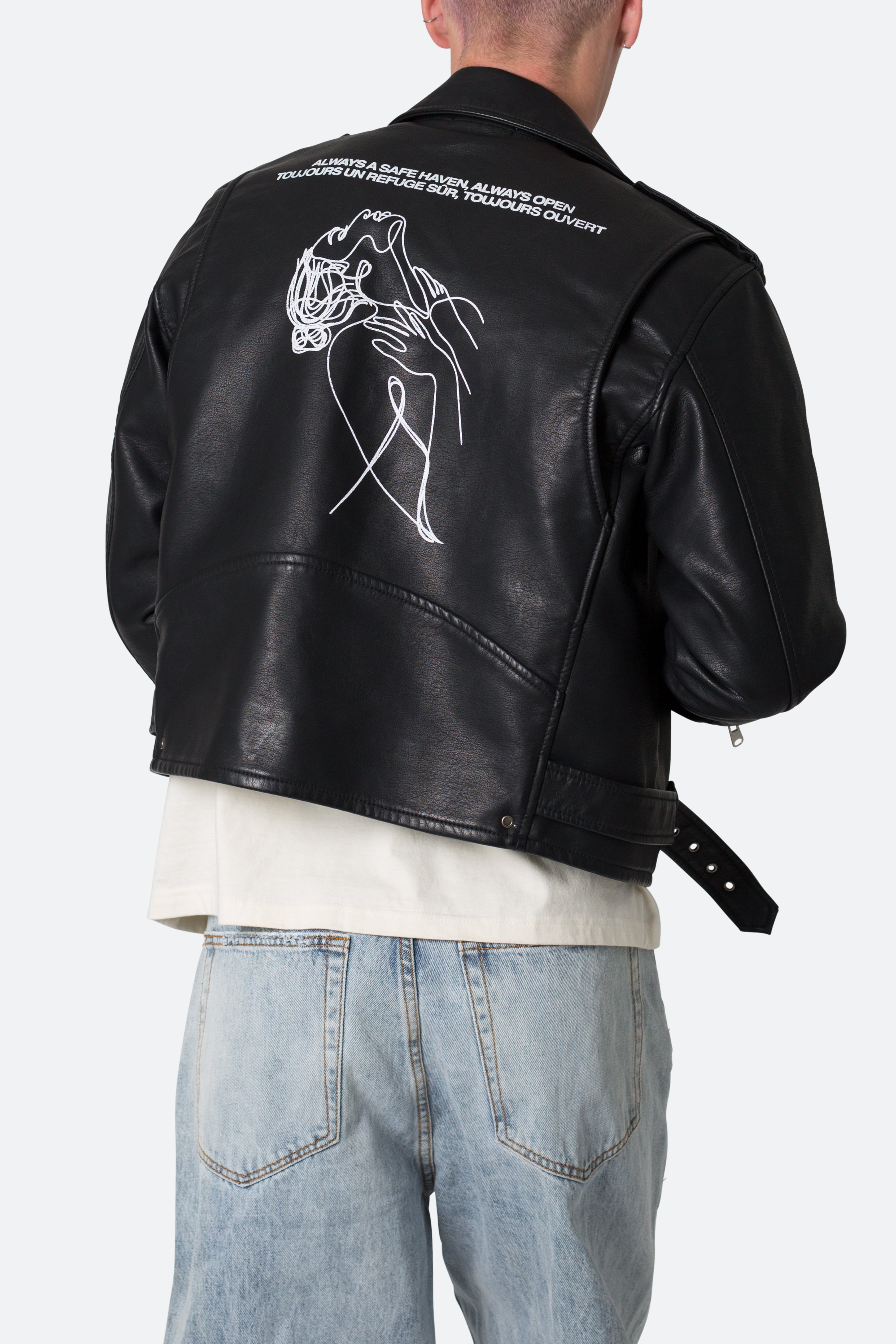 Icon Oversized PU Track Jacket - Blue/Black | mnml | shop now