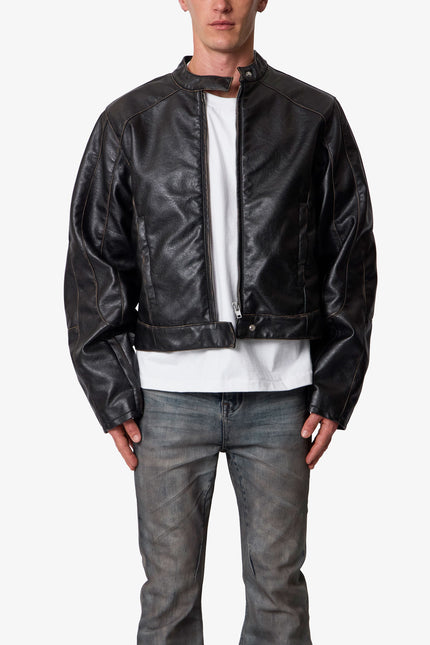 Leather Moto Jacket - Black