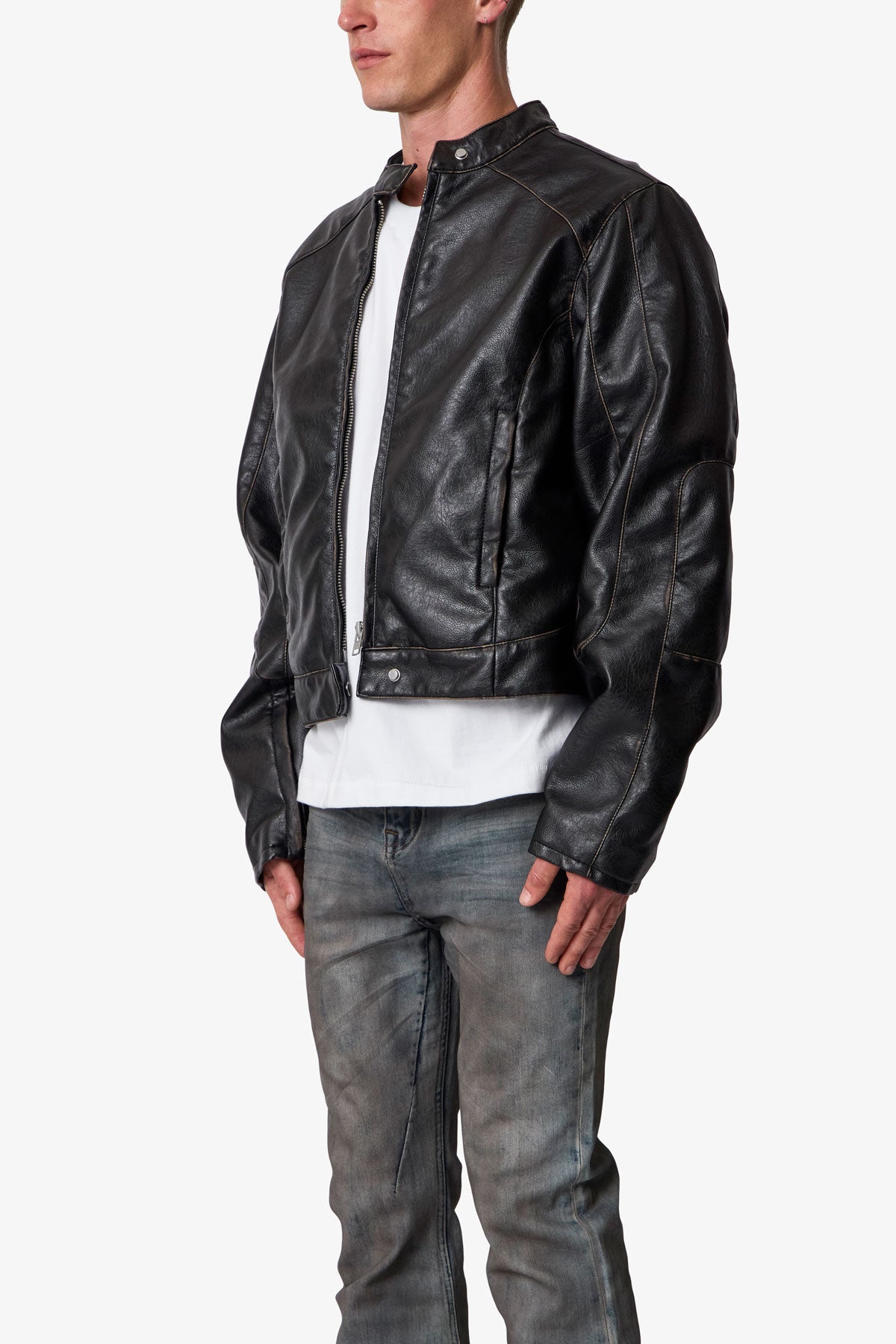 Leather Moto Jacket - Black | mnml