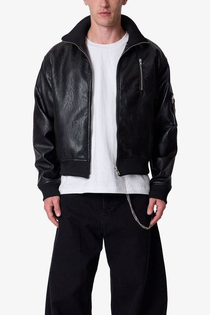 Leather Pilot Jacket - Black