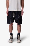Short en cuir à poches géométriques - Noir