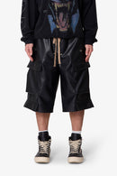 Short cargo en cuir style rave - Noir