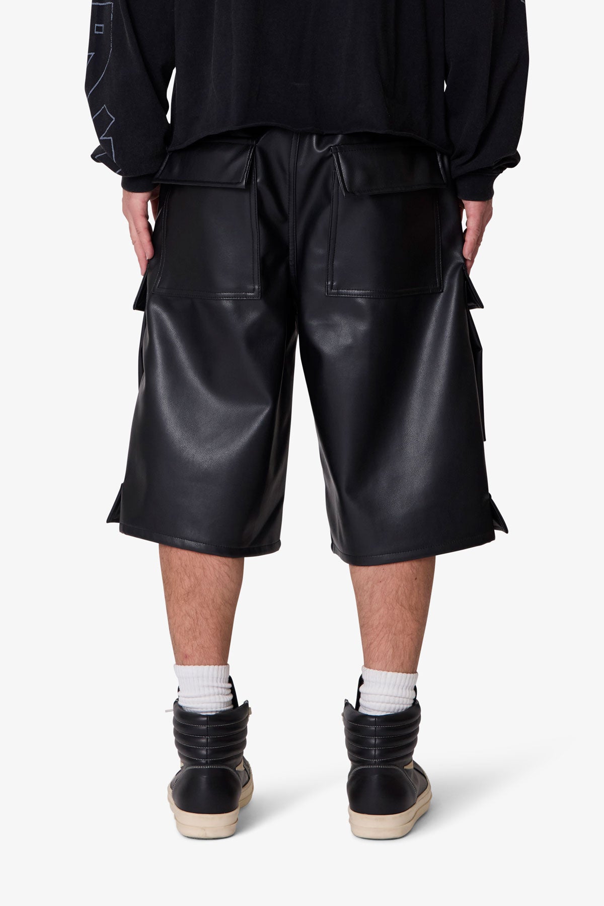 Leather Rave Cargo Shorts - Black | mnml