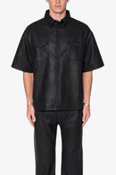 Camisa de cuero de manga corta - Negra