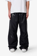 Pantalones deportivos holgados de cuero - Negro