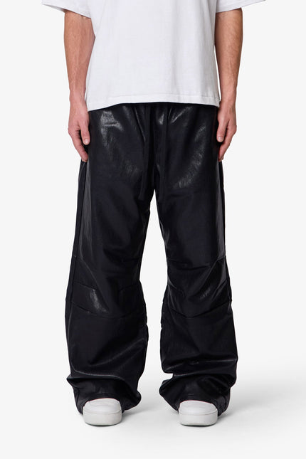 Leather Ultra Baggy Sweatpants - Black