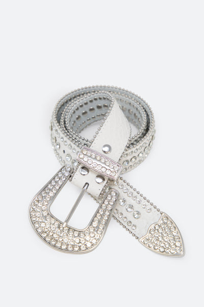 Die Cut Rhinestone Belt - Grey