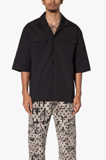 Lined Woven Nylon Shirt - Black