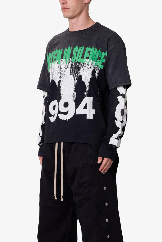 Listen in Silence L/S Tee - Black | mnml