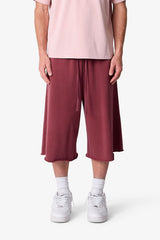 Long Sweatshorts - Washed Maroon