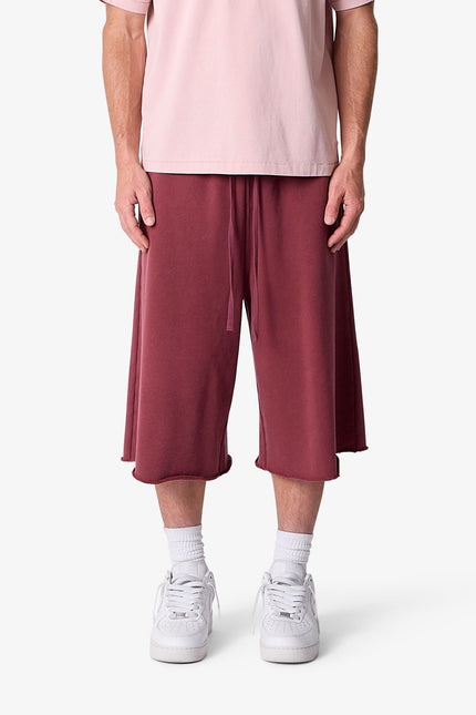 Long Sweatshorts - Washed Maroon