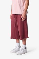 Long Sweatshorts - Washed Maroon