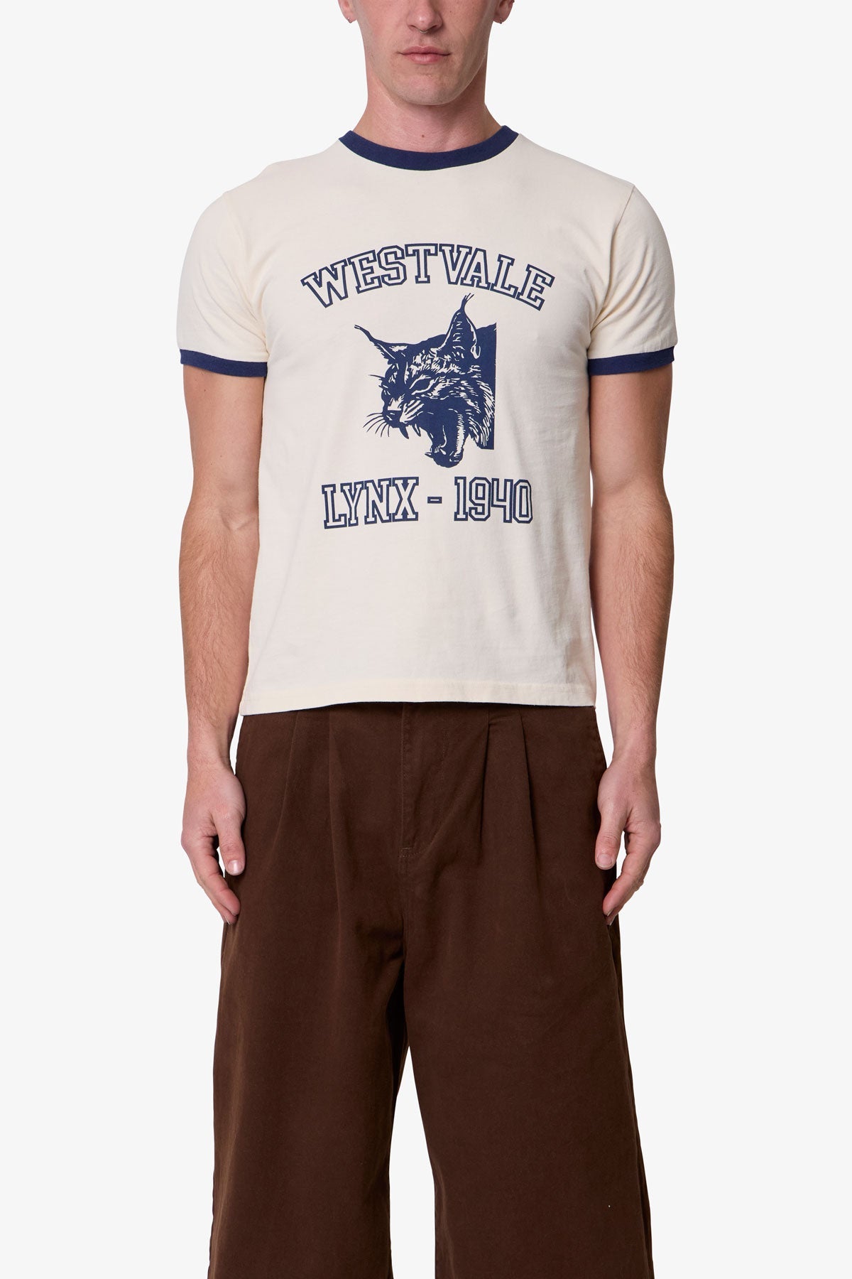 Lynx Ringer Tee - Off White | mnml | shop now